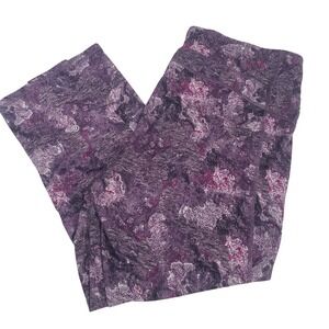 Champion High Waist Cropped Leggings Womens Purple 2X Floral Stretch‎ Yoga Gym